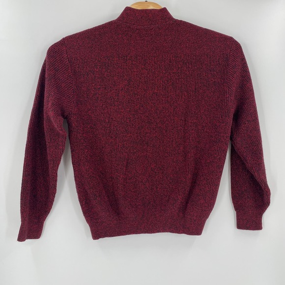 L.L. Bean Mens Large Burgundy Red Henley Collar Long Sleeve Pullover Sweater - Picture 4 of 4
